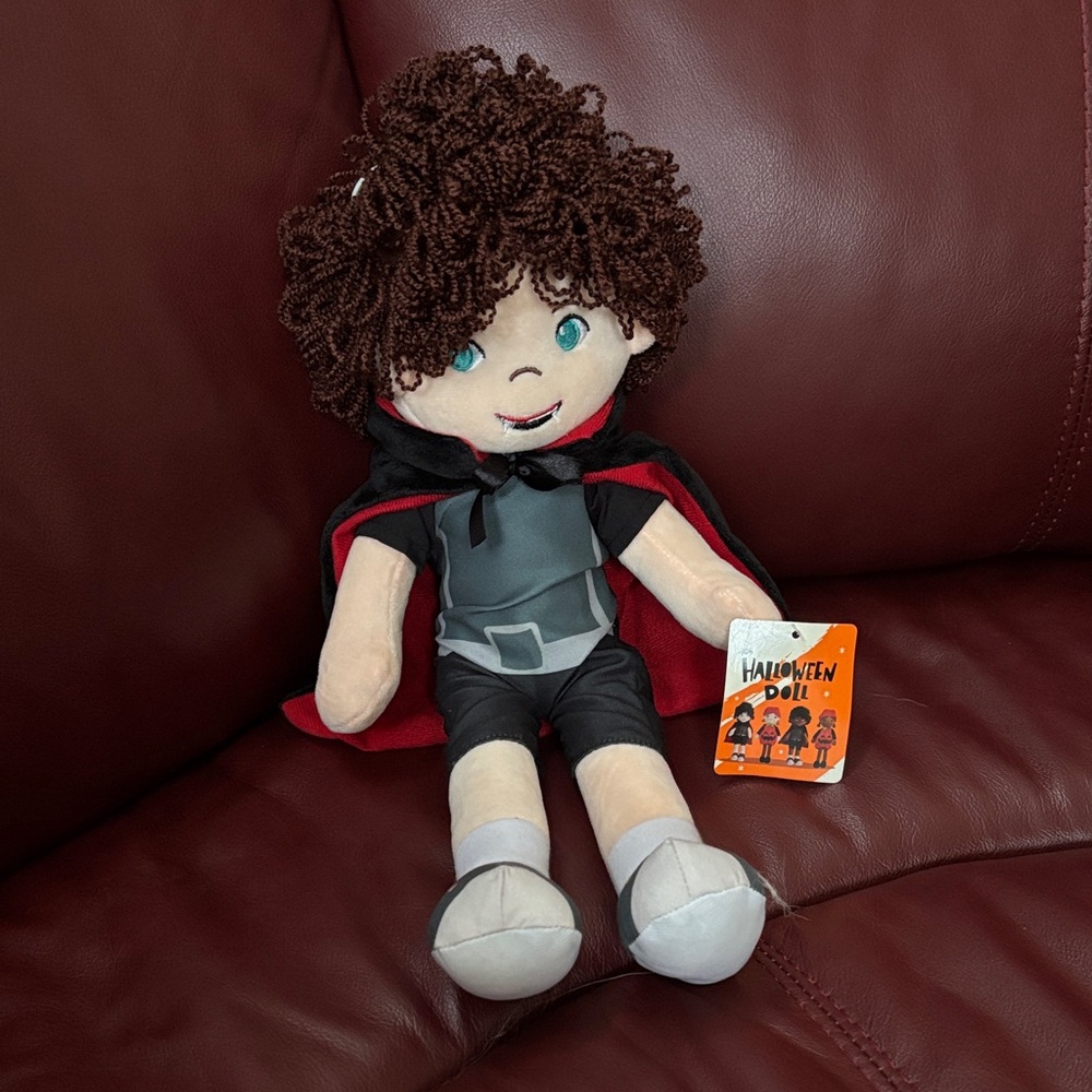 Vampire Plush Boy Doll with Red Cape